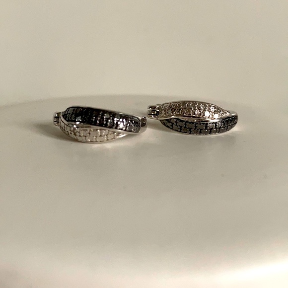 Sterling silver cz hoop earrings - Picture 2 of 7